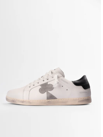 Distressed Leather Sneaker: Geneva - BLACK HEEL