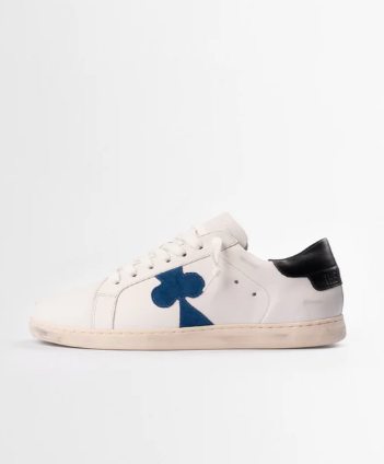 Distressed Leather Sneaker: Geneva - BLACK HEEL