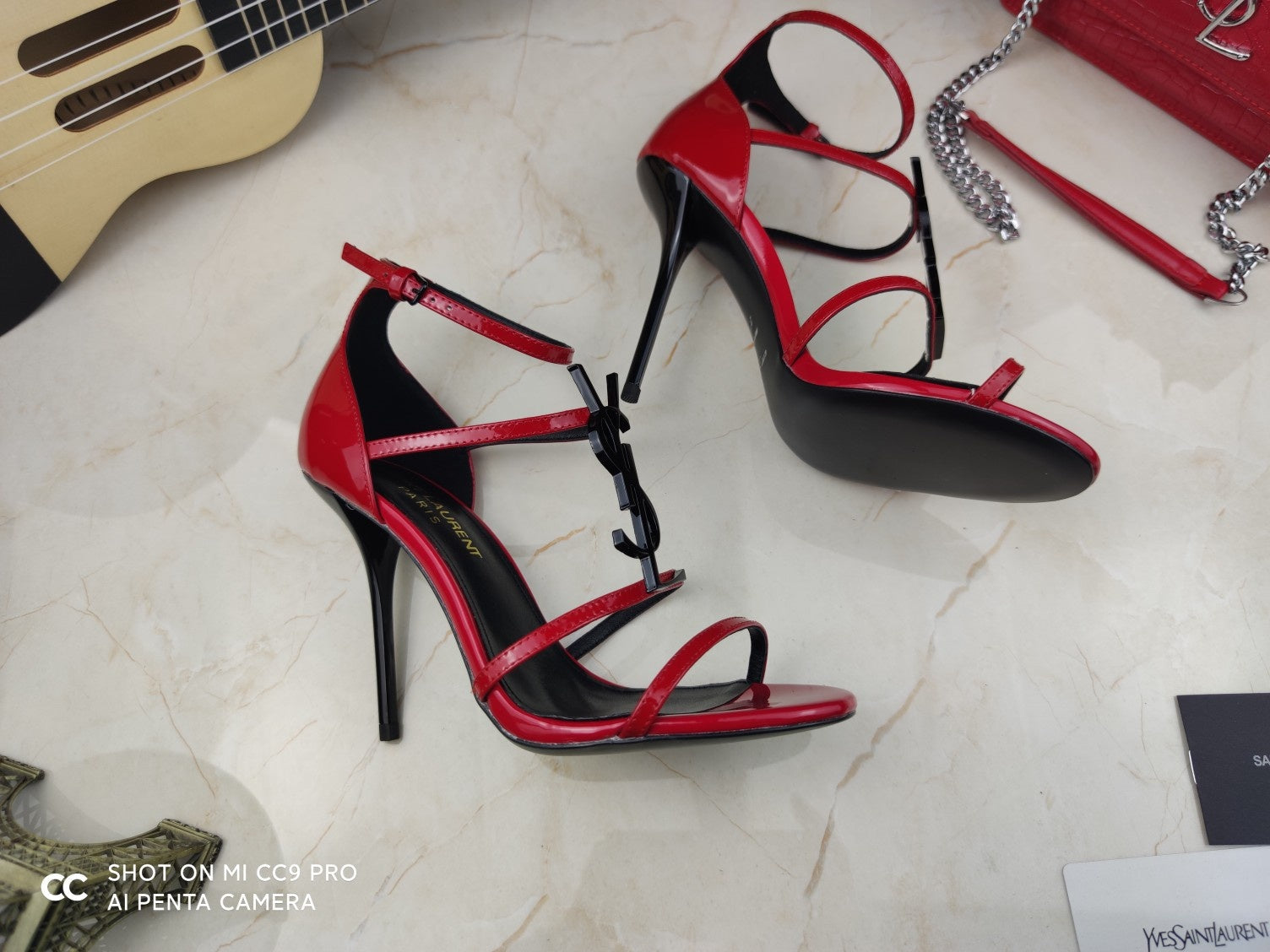 New Y   monogrammed high-heeled sandals