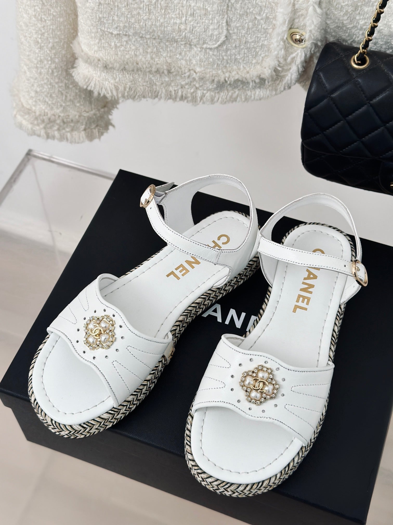 CHA* 24 new hemp rope sole sandals 1:1 VIP