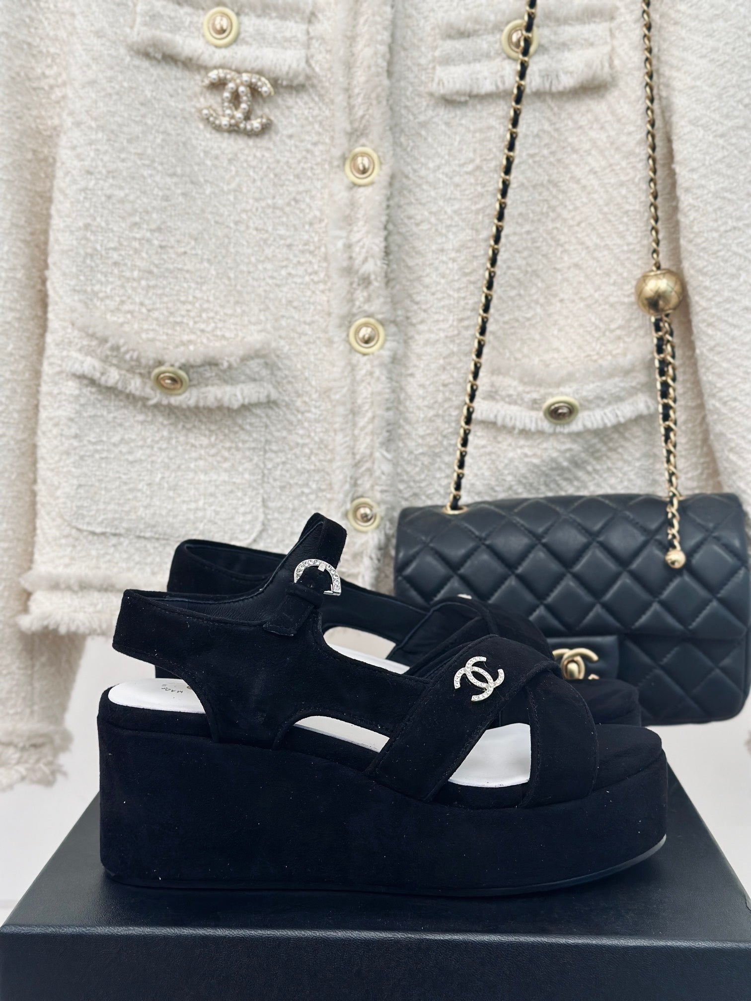 CHA* 24 new products cross-strap thick-soled sandals 1:1 VIP