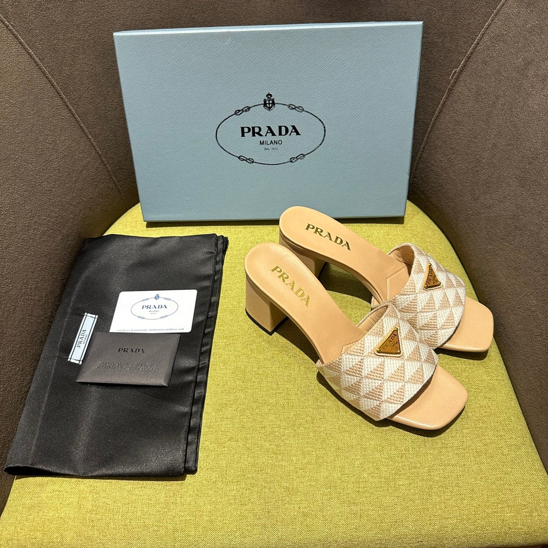 Pra* 24 new products spliced high-heeled slippers 1:1 VIP