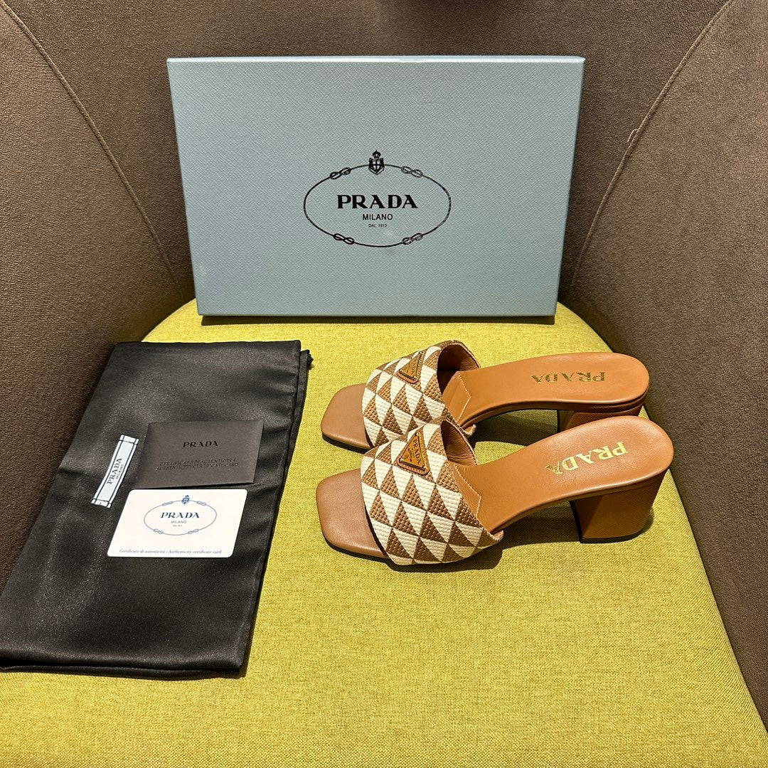 Pra* 24 new products spliced high-heeled slippers 1:1 VIP