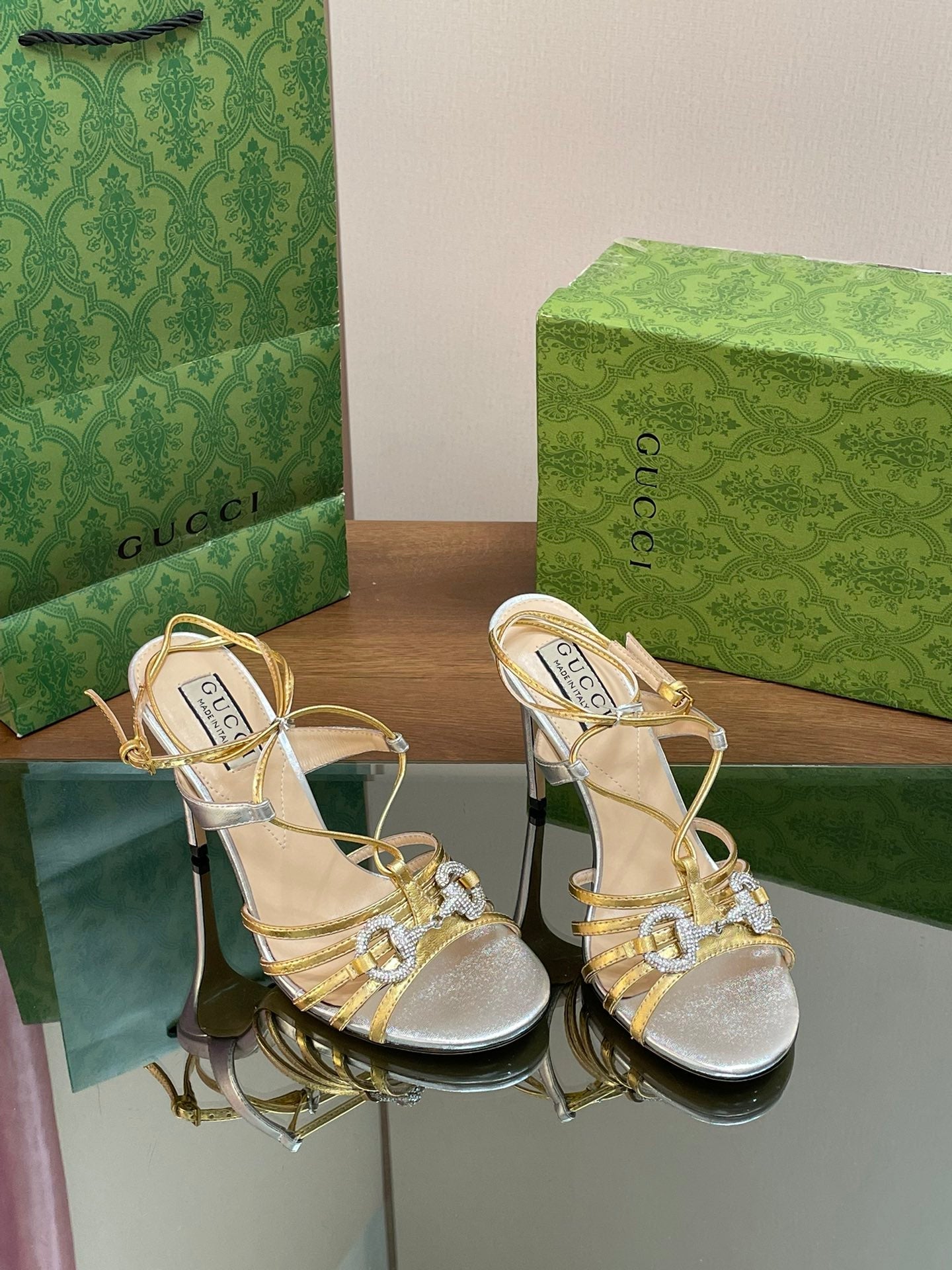 GUC* 24 new crystal horsebit high heels 1:1 VIP