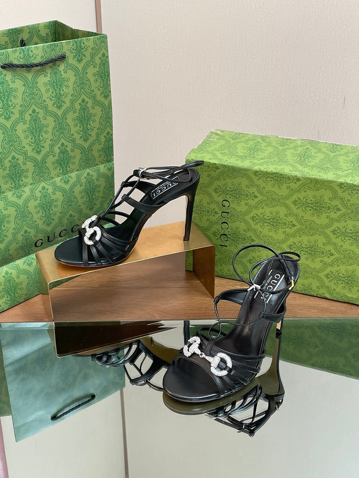 GUC* 24 new crystal horsebit high heels 1:1 VIP