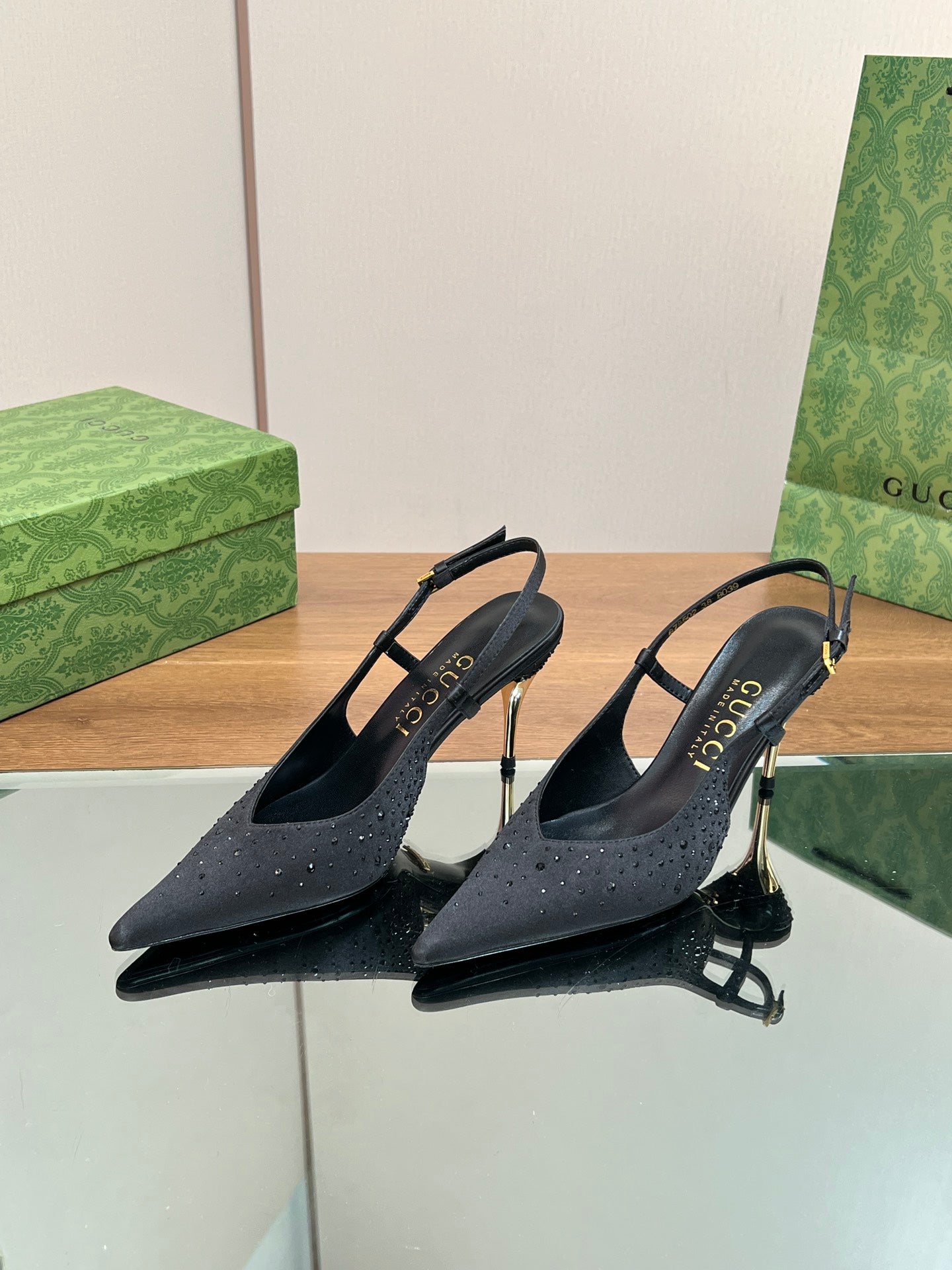 GUC* 24 new silk satin rhinestone sandals 1:1 VIP