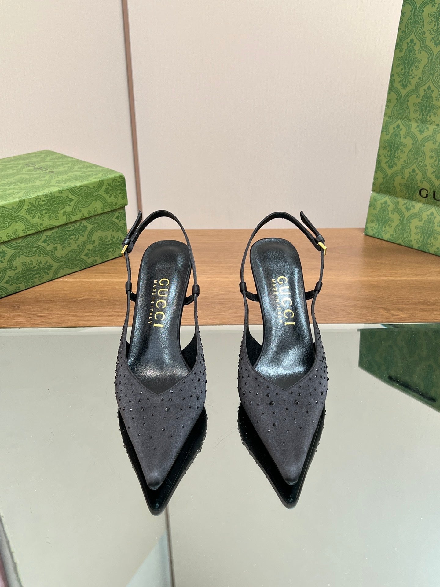 GUC* 24 new silk satin rhinestone sandals 1:1 VIP