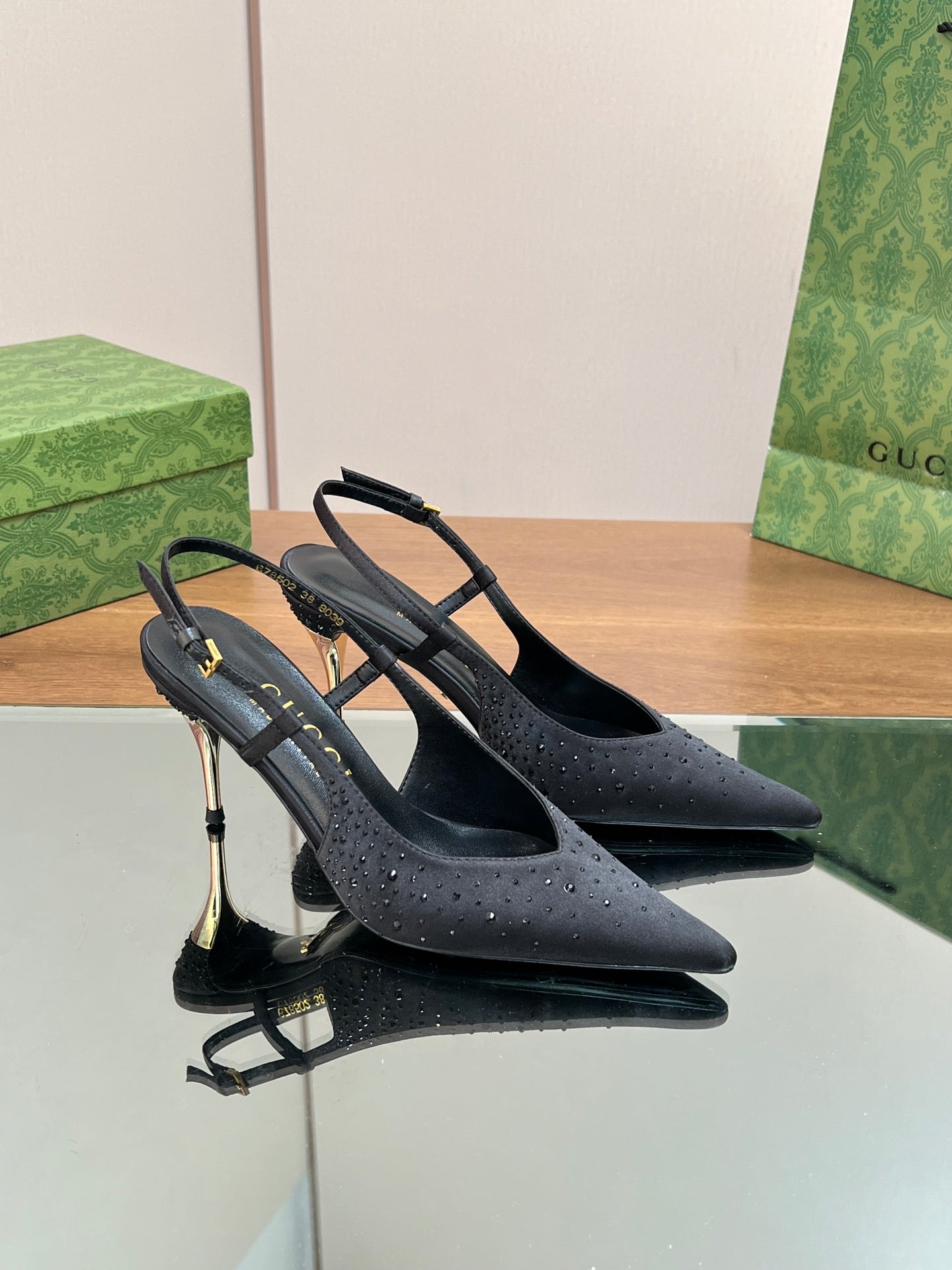 GUC* 24 new silk satin rhinestone sandals 1:1 VIP