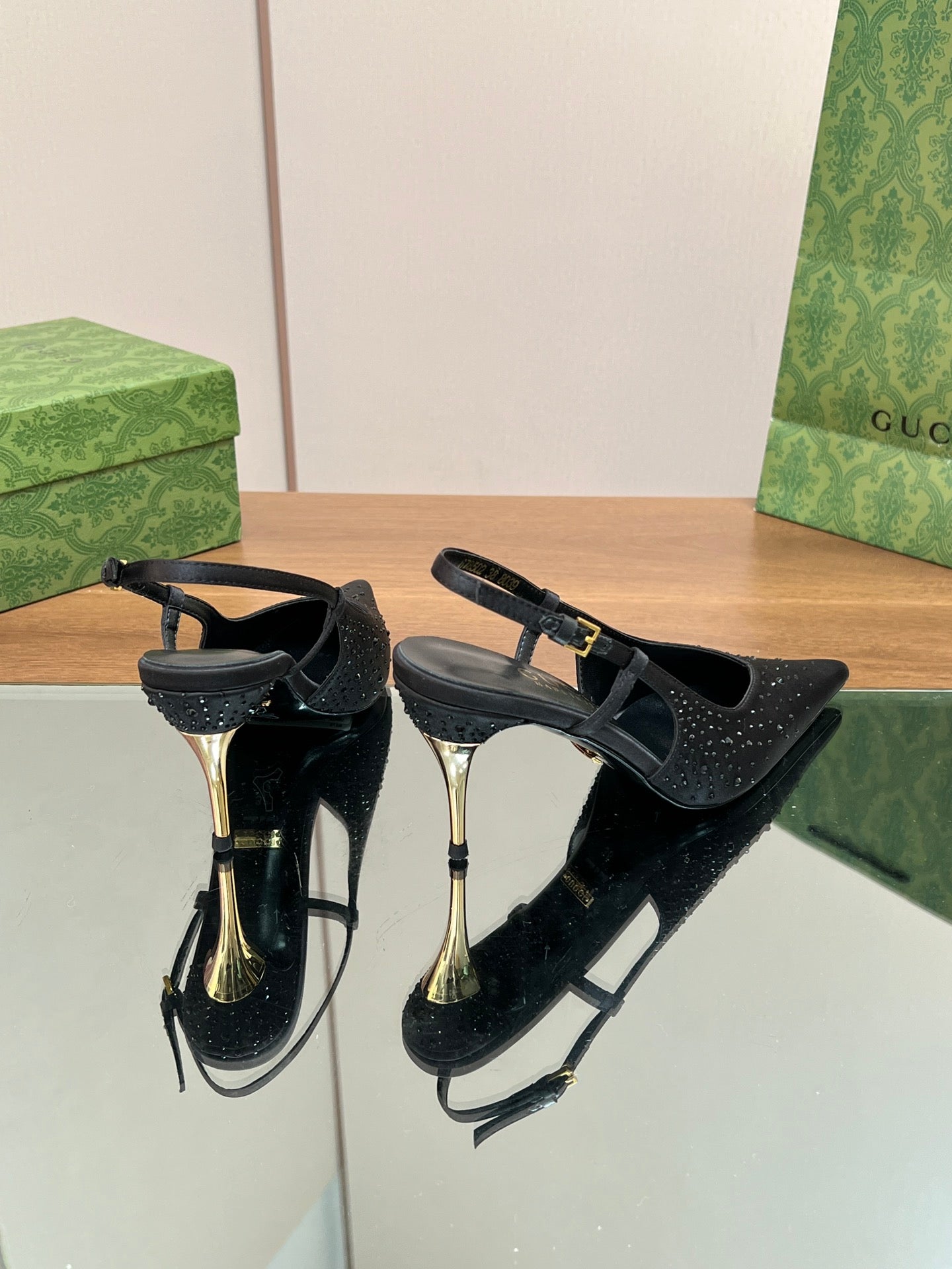 GUC* 24 new silk satin rhinestone sandals 1:1 VIP