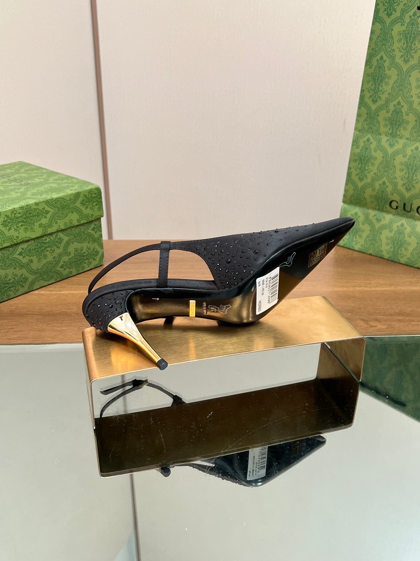 GUC* 24 new silk satin rhinestone sandals 1:1 VIP