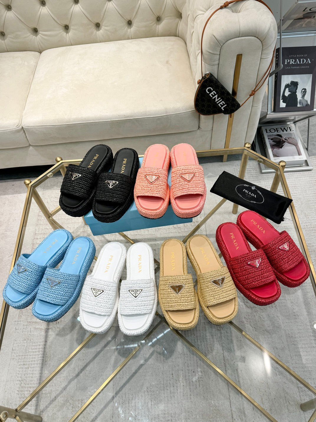 PRA* woven slippers sheepskin lining 1:1 VIP