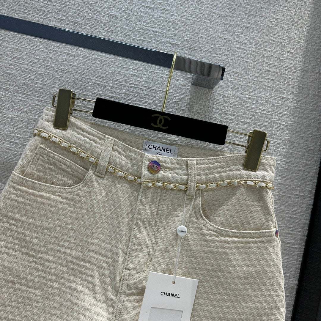 CHAN* 24 new diamond pattern denim shorts