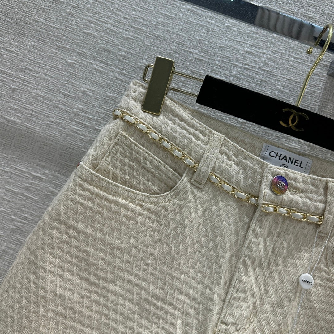 CHAN* 24 new diamond pattern denim shorts