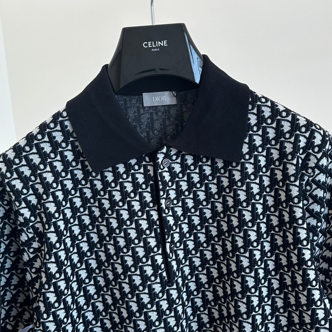 Dio* 24 new OBLIQUE all-over printed knitted POLO shirt