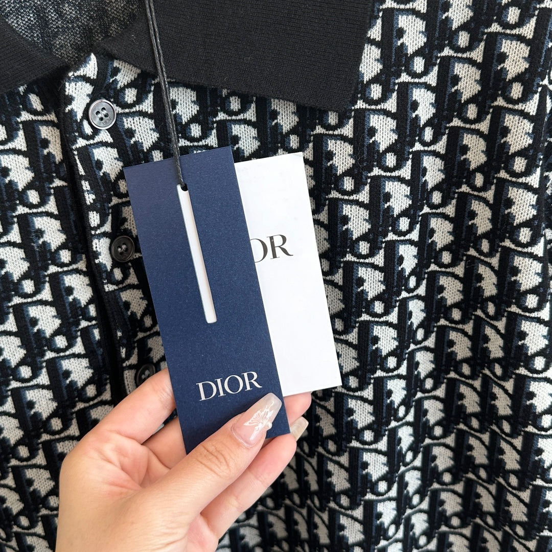 Dio* 24 new OBLIQUE all-over printed knitted POLO shirt