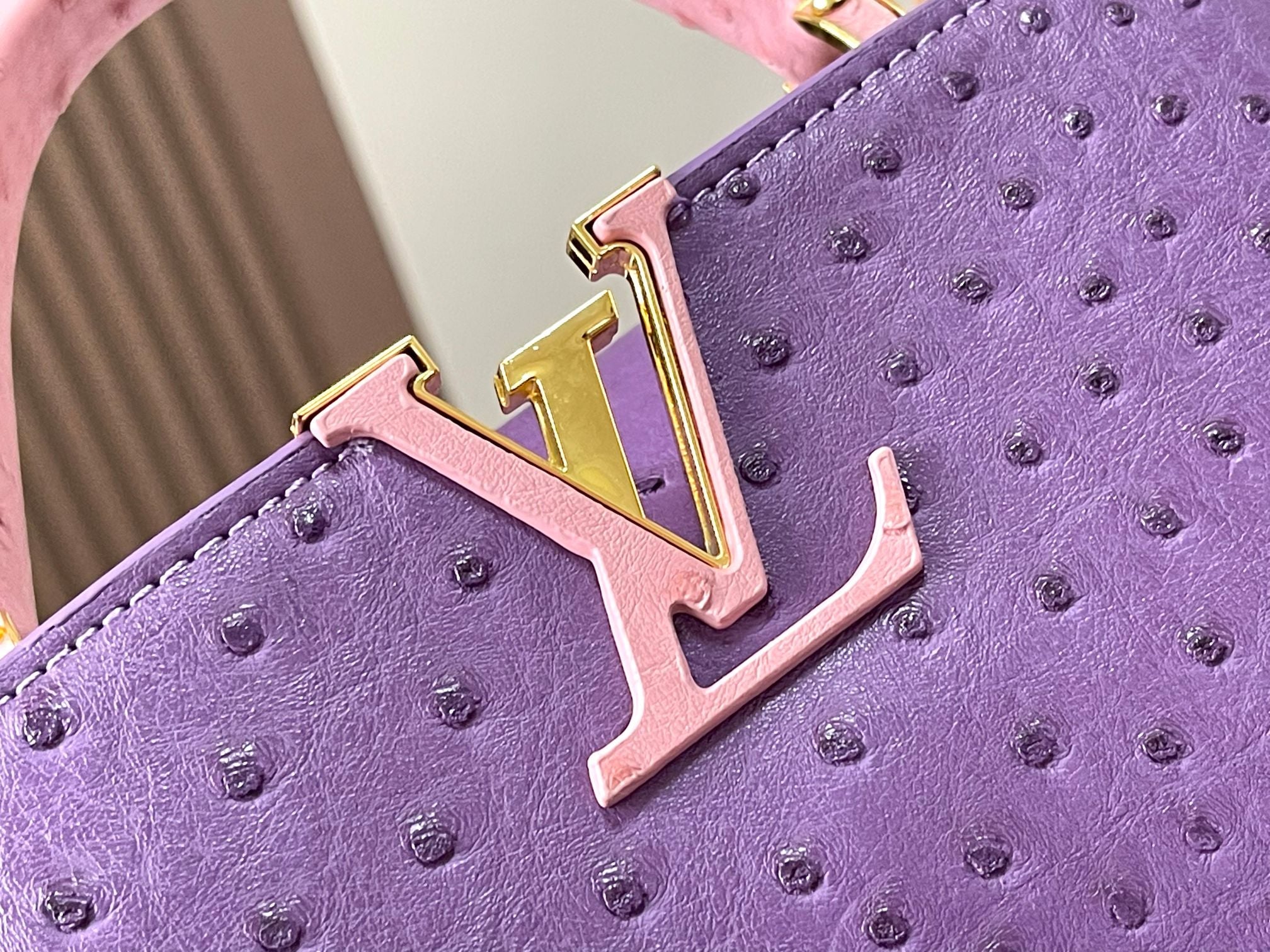 LOU* ostrich pattern handbag