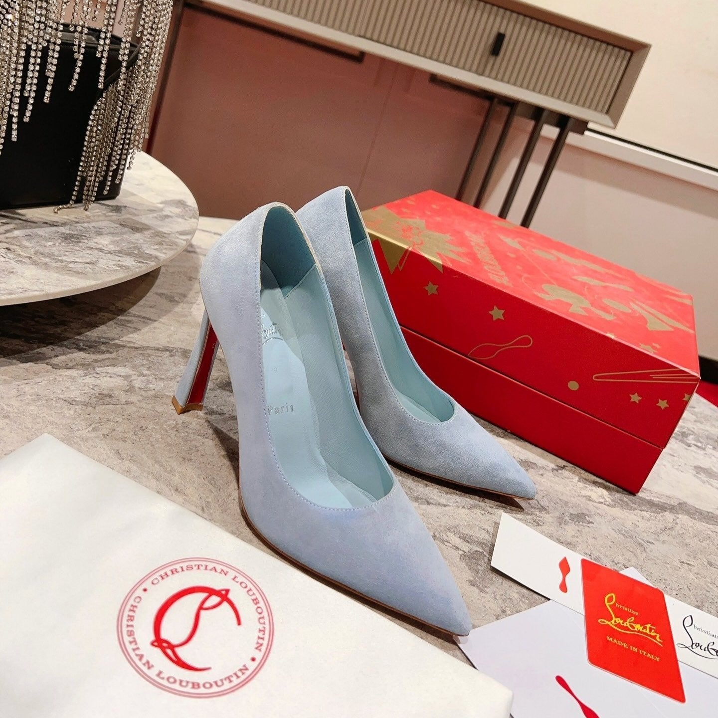 CHRIS* LOUB* 24SS Banana Heel High Heels 1:1 VIP