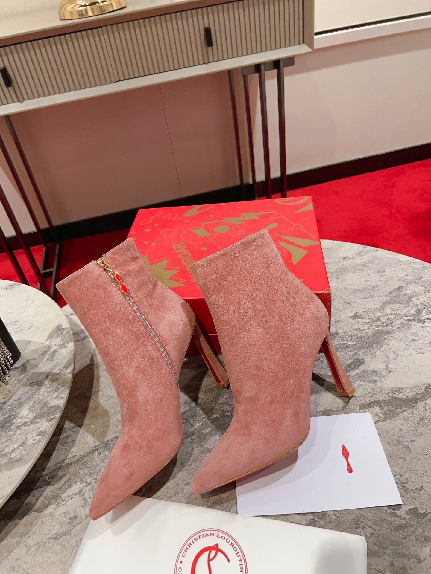 CHRIS* LOUB* 24SS Banana Heel High Heel Boots 1:1 VIP