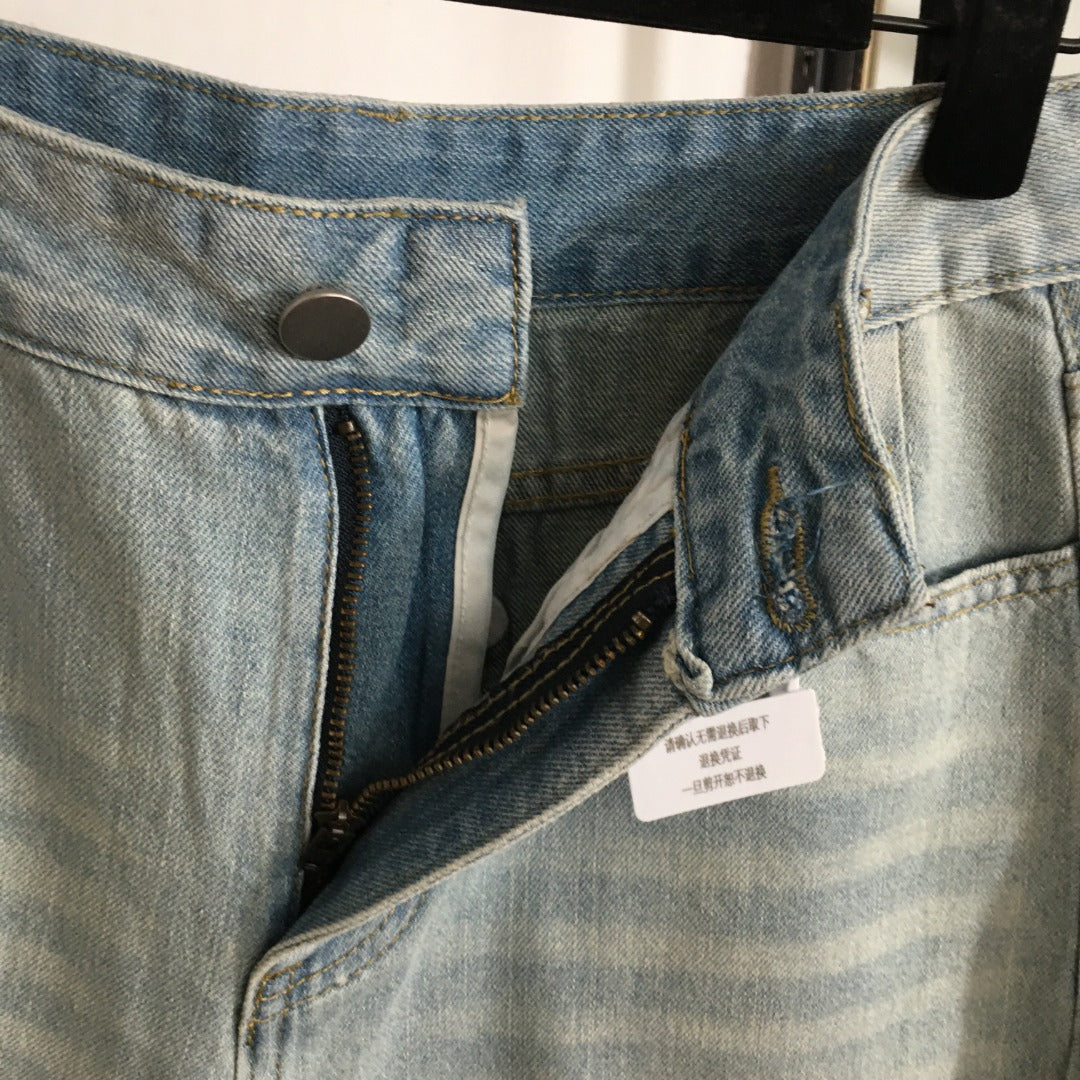 MM6 ripped denim shorts