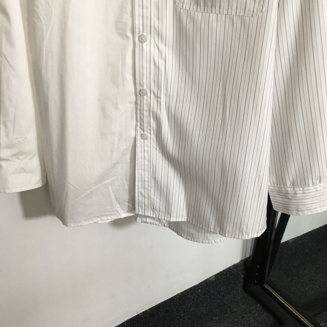 MM6 printed patchwork striped long-sleeved shirt