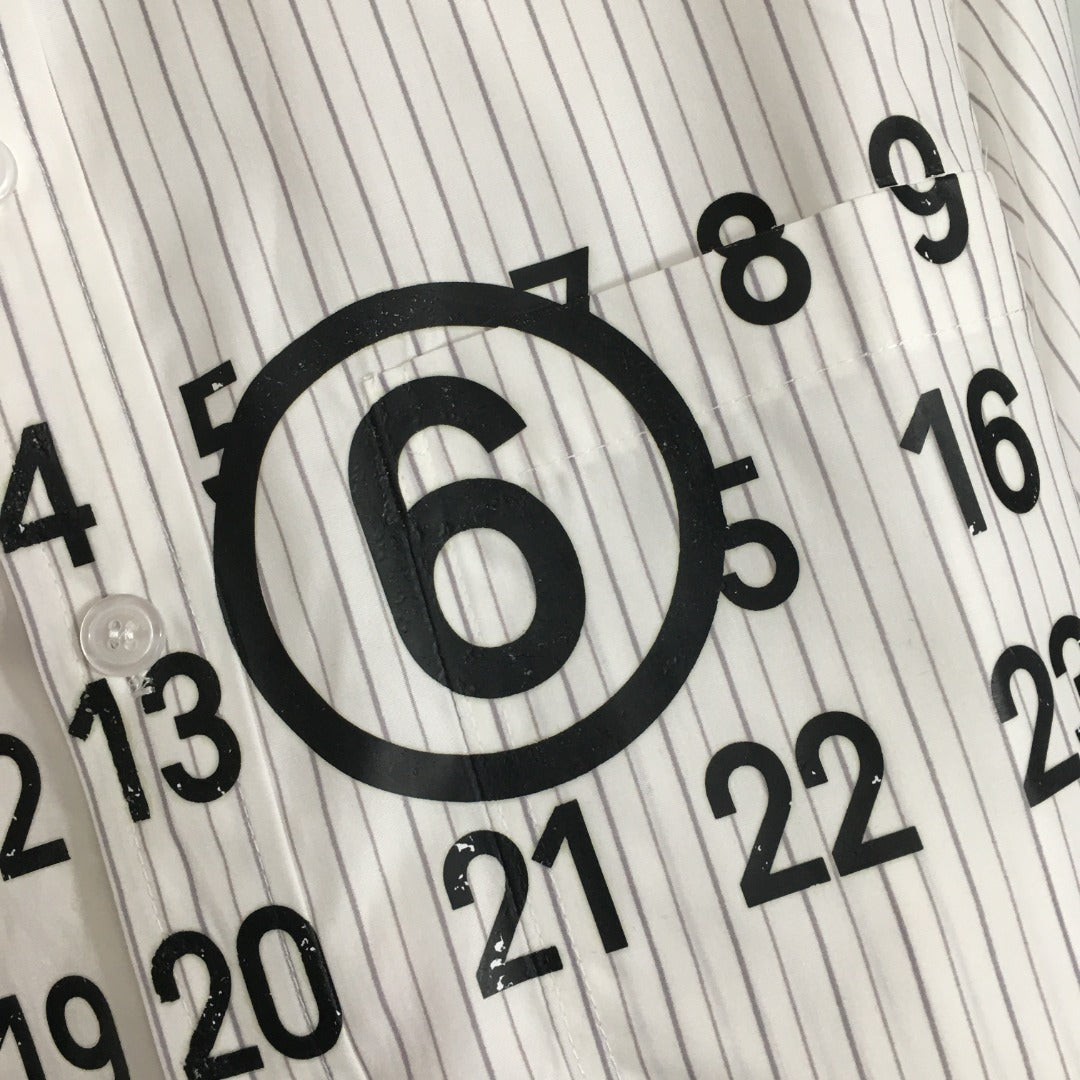 MM6 printed patchwork striped long-sleeved shirt