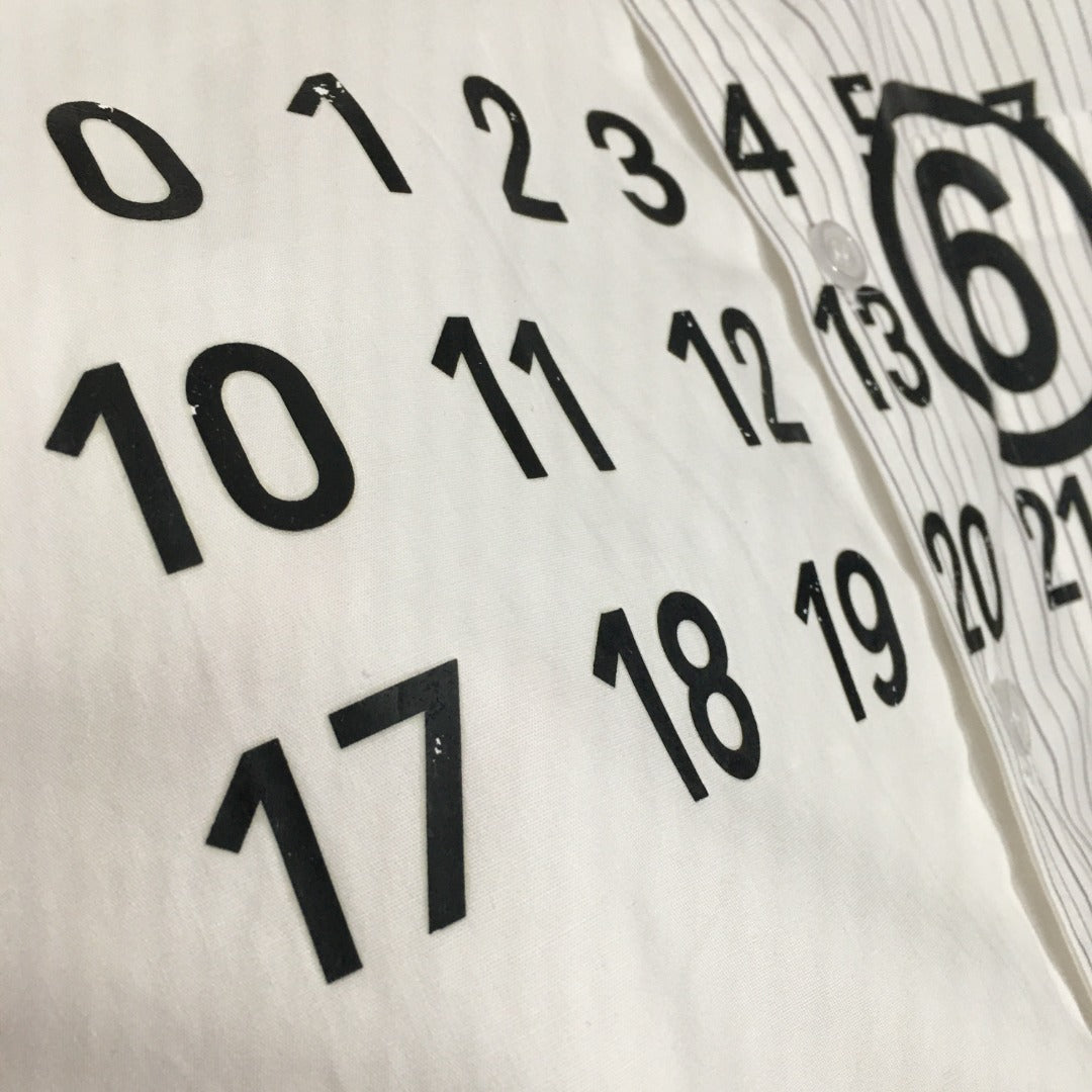 MM6 printed patchwork striped long-sleeved shirt