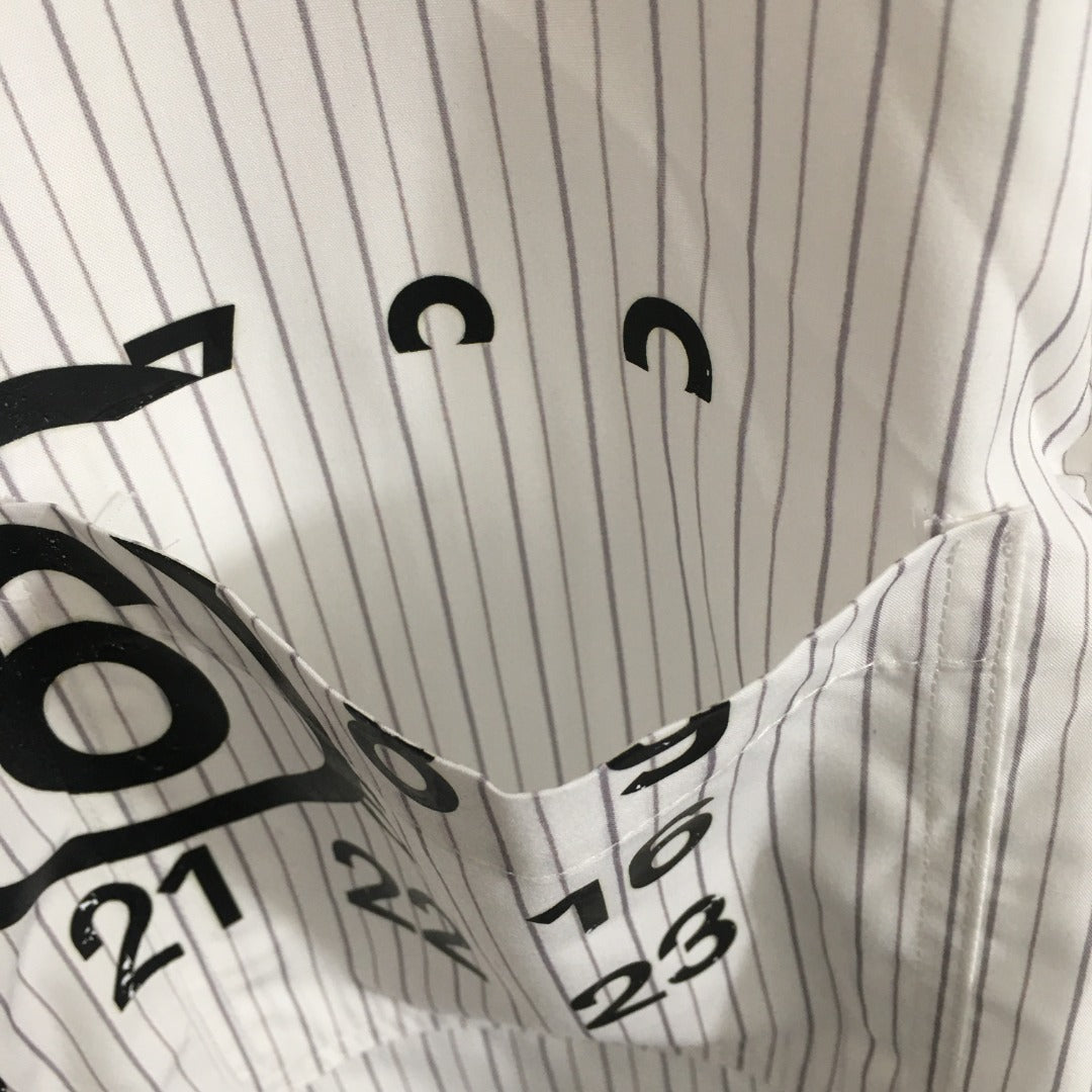 MM6 printed patchwork striped long-sleeved shirt