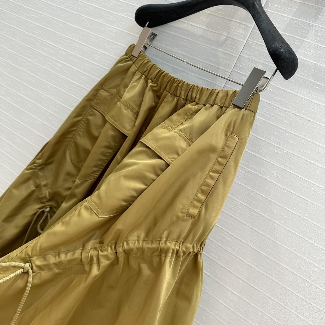 PR* 25SS elastic waist nylon long skirt