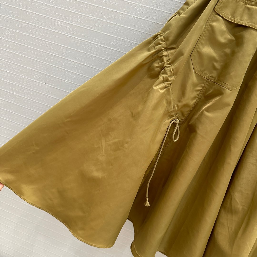 PR* 25SS elastic waist nylon long skirt