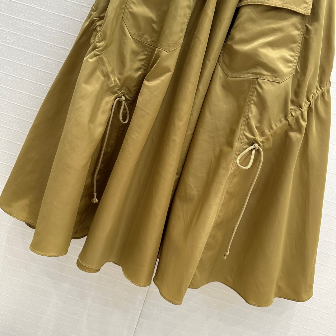 PR* 25SS elastic waist nylon long skirt