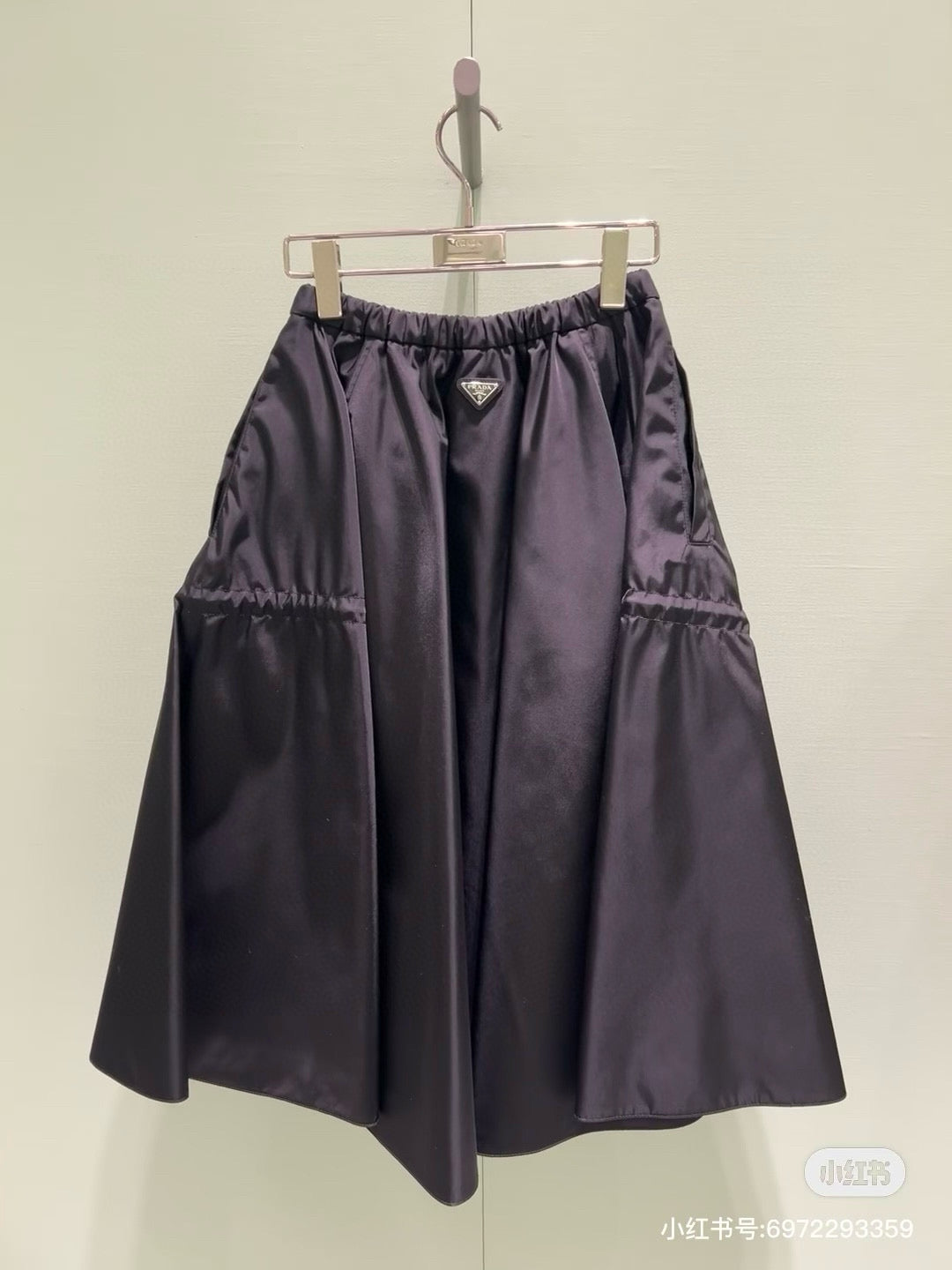 PR* 25SS elastic waist nylon long skirt