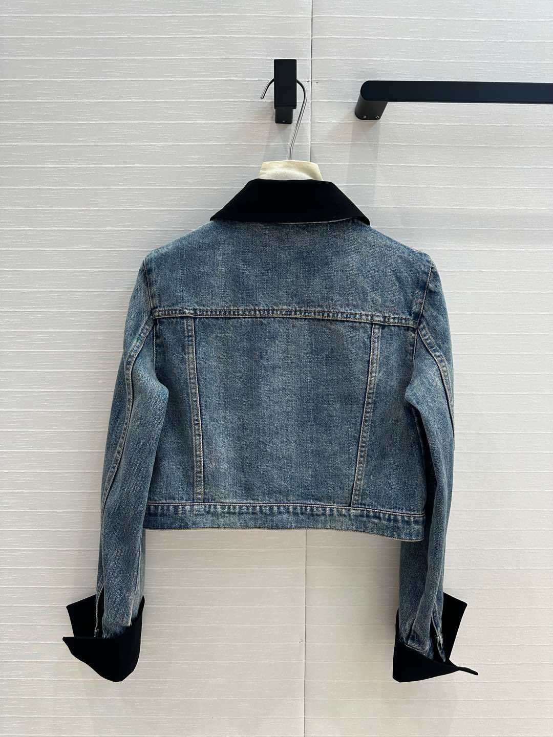 CHA* 25SS colorblock fake 2-piece denim jacket