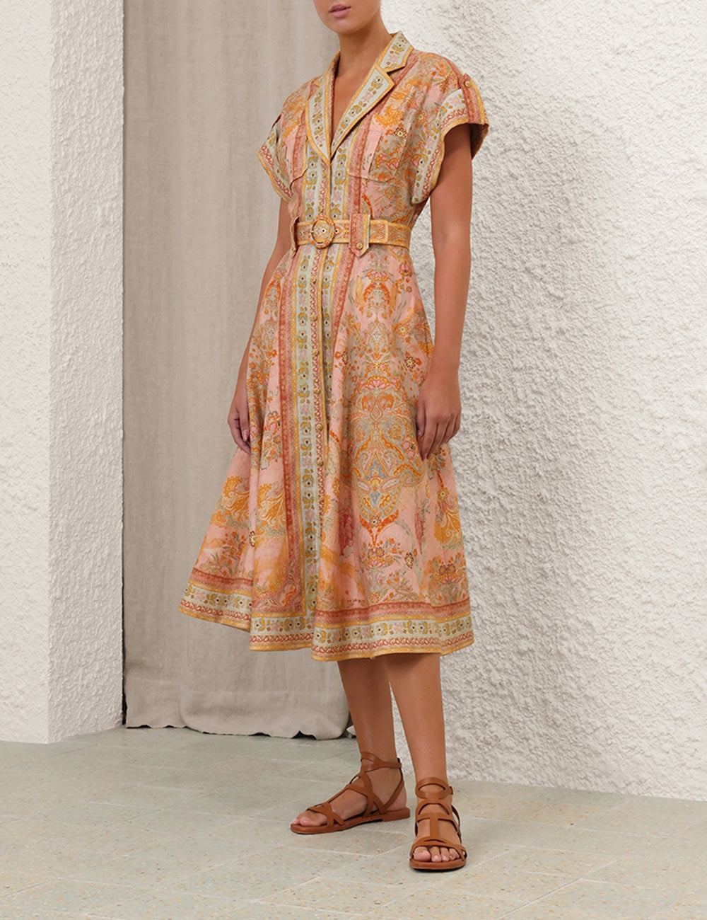 ZIMMERM* Multicolor Midi Shirt Dress