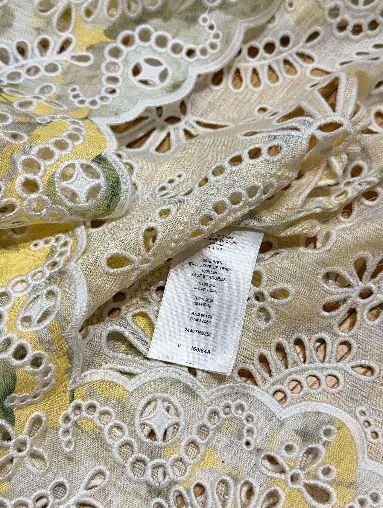 ZIMMERM* Hollow embroidery neckline dress