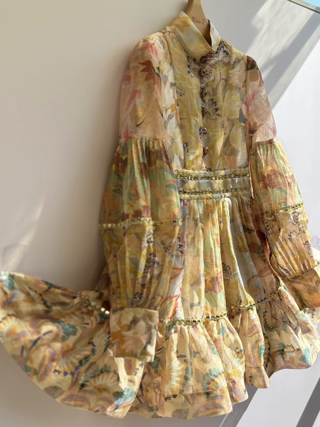 ZIMMERM* 25SS Silk and Linen Colorblock Dress 1:1