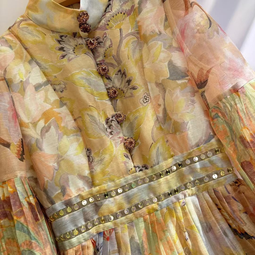 ZIMMERM* 25SS Silk and Linen Colorblock Dress 1:1