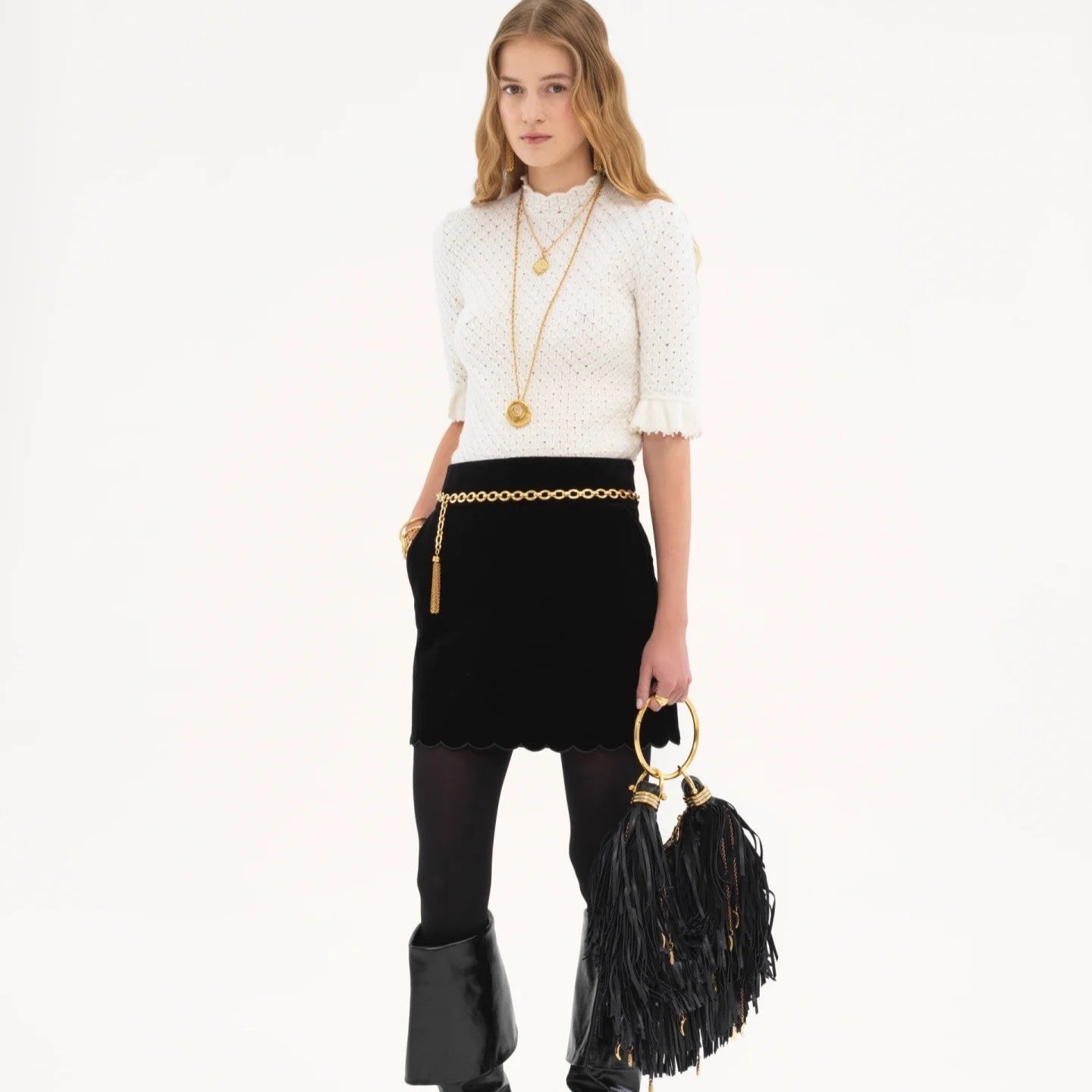 Chlo* 25SS100% wool openwork sweater