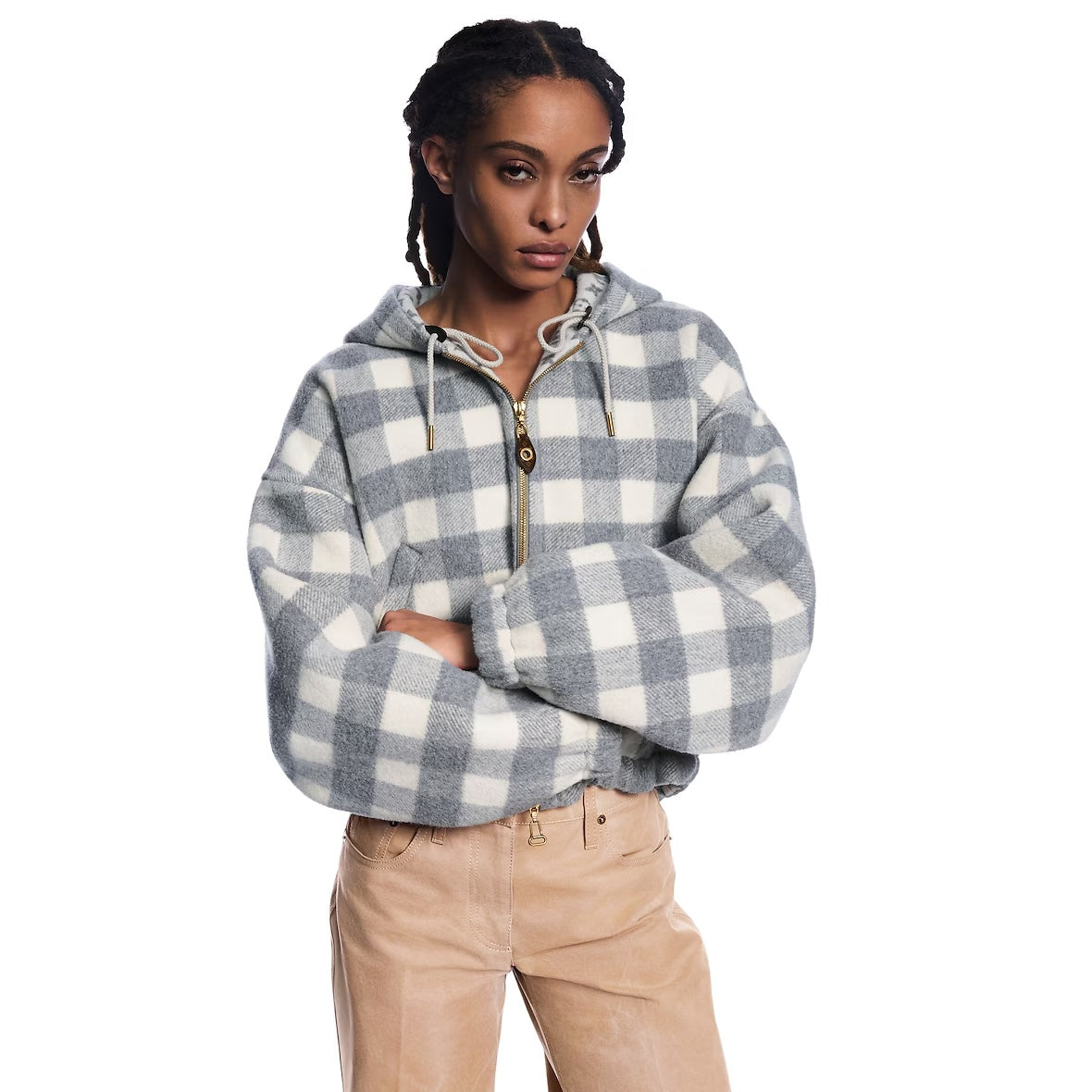 LOU* 25SS hooded loose wool coat