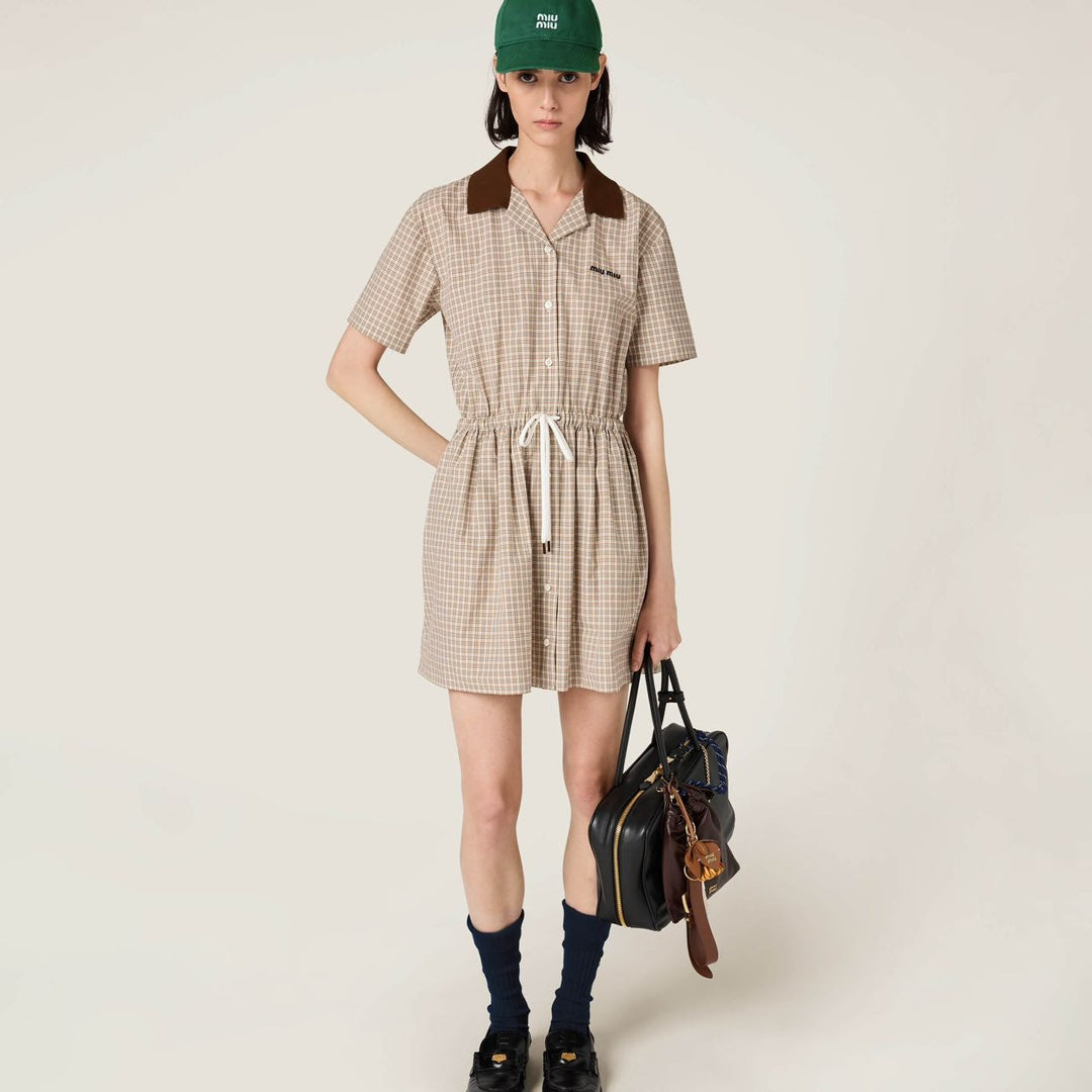 MIU* 25SS lapel short-sleeved dress