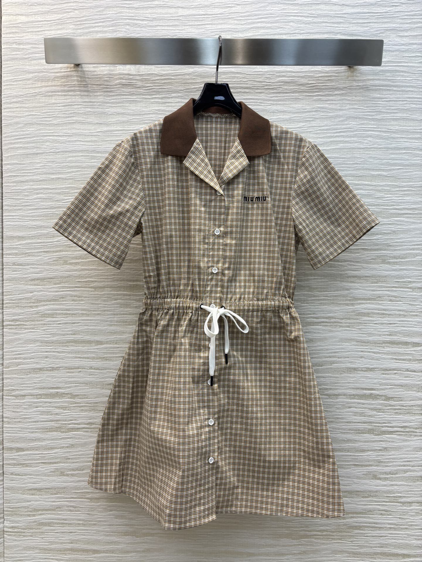 MIU* 25SS lapel short-sleeved dress