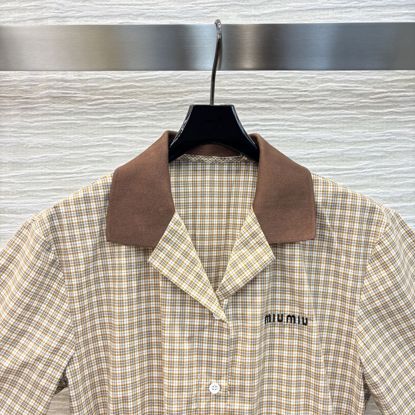 MIU* 25SS lapel short-sleeved dress