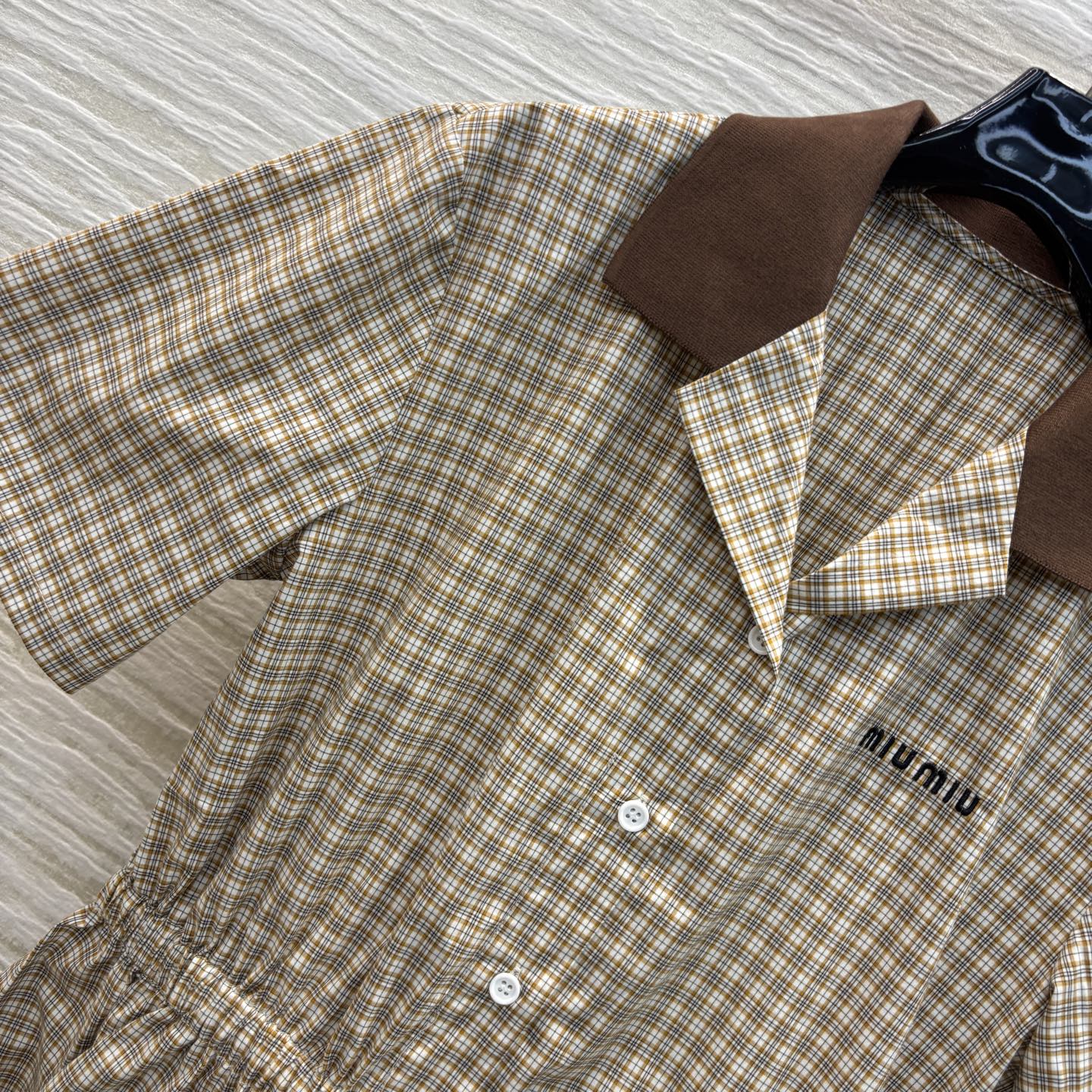 MIU* 25SS lapel short-sleeved dress