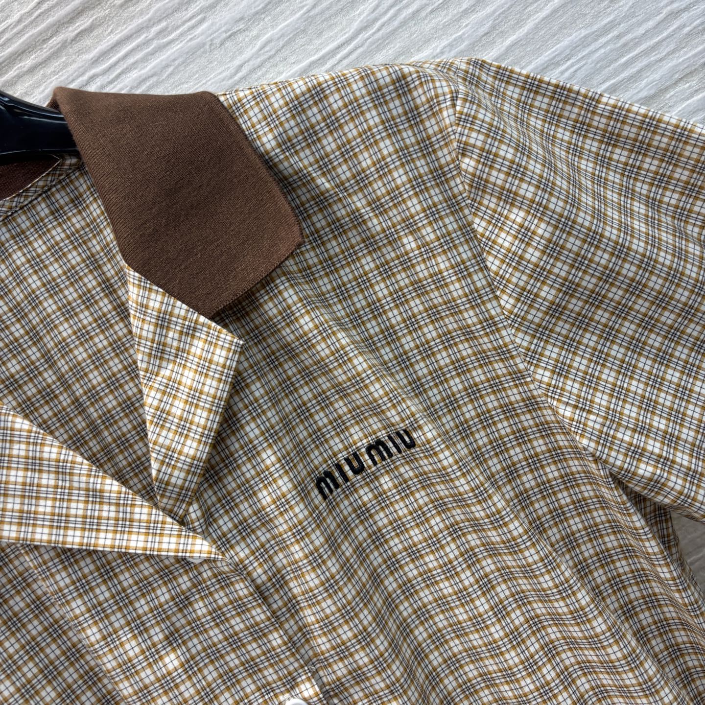 MIU* 25SS lapel short-sleeved dress