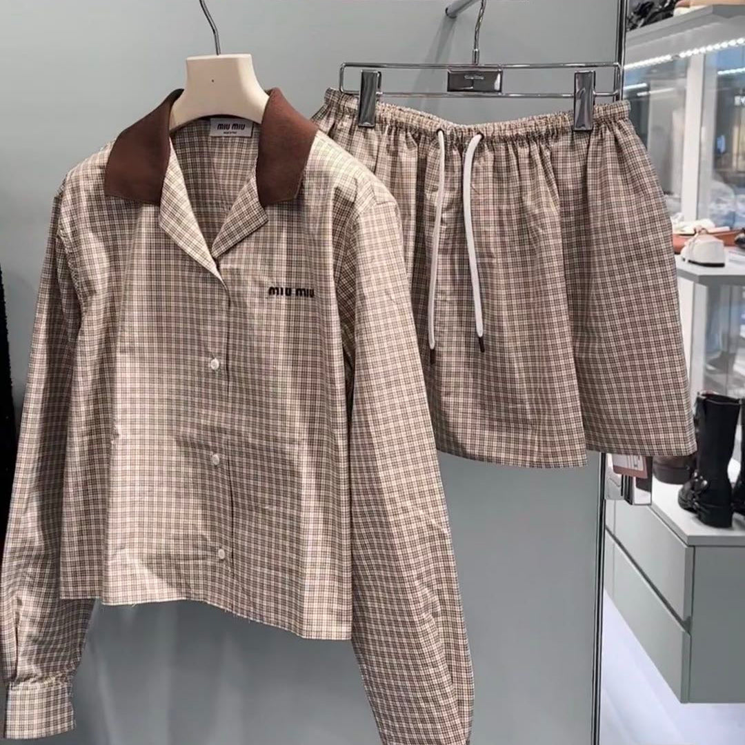 MIU* 25SS Lapel Shirt+Short Skirt