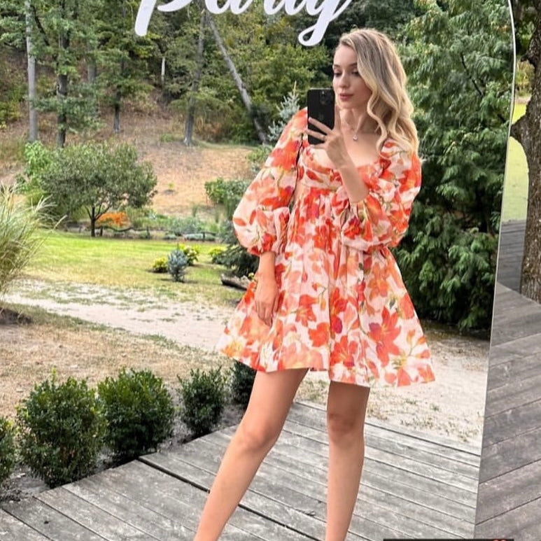 ZIMMERM* Lily Printed Lantern Long Sleeve Dress