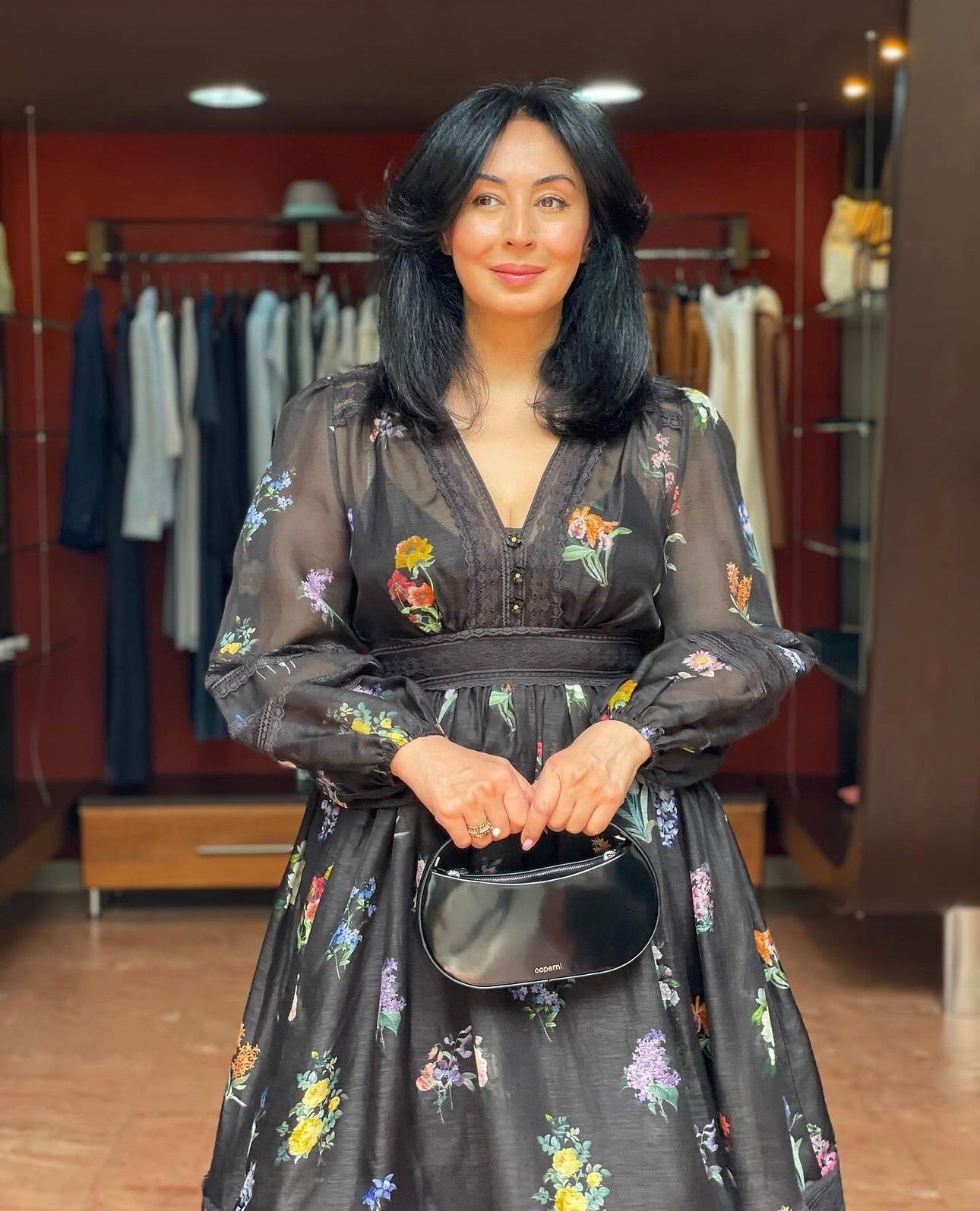 ZIMMERM* Colorful printed lace patchwork V-neck dress