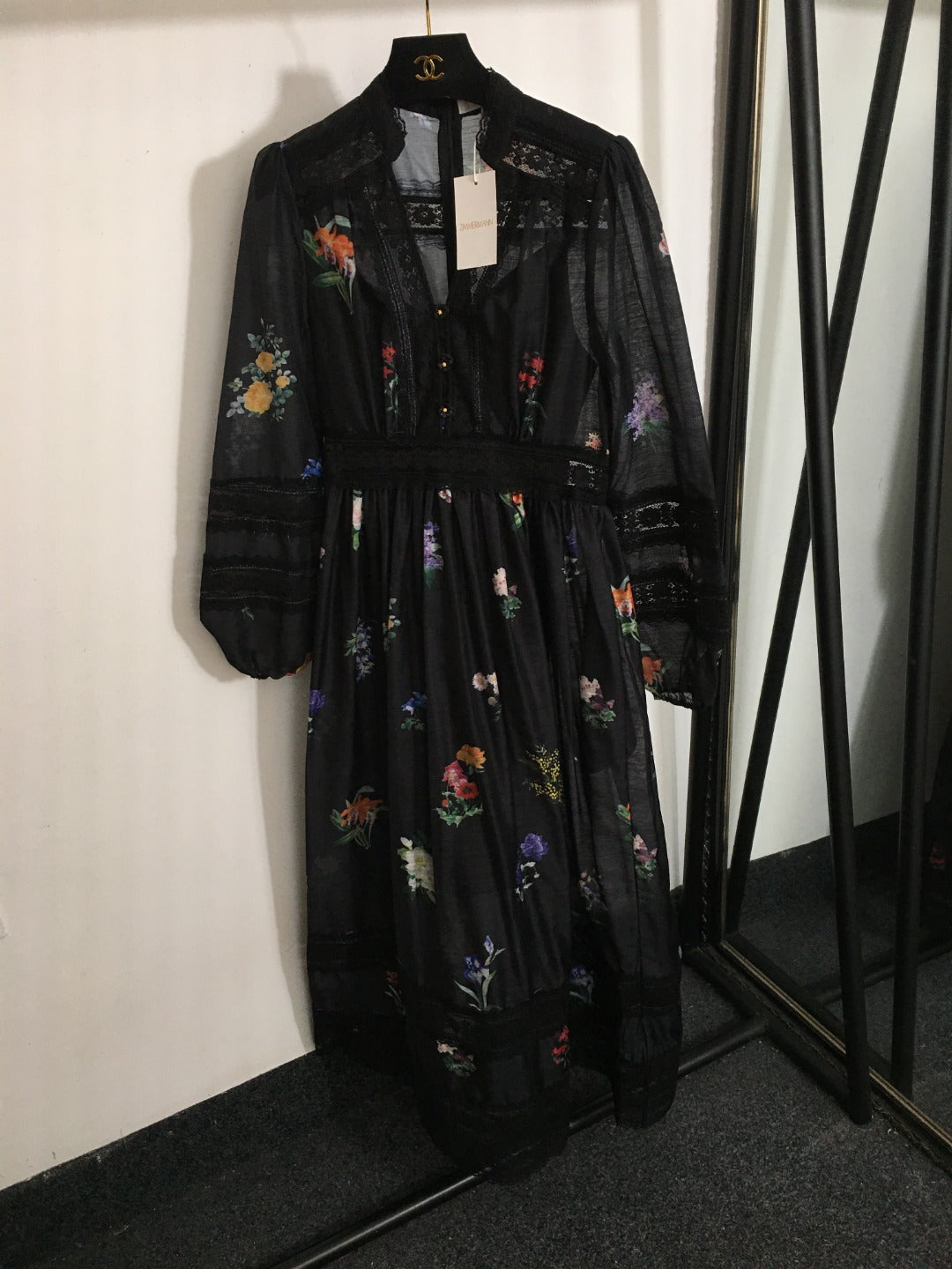 ZIMMERM* Colorful printed lace patchwork V-neck dress