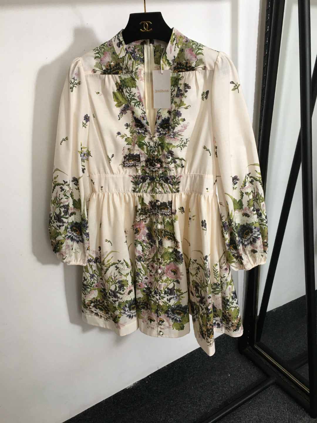 ZIMMERM*Flower print V-neck waist dress