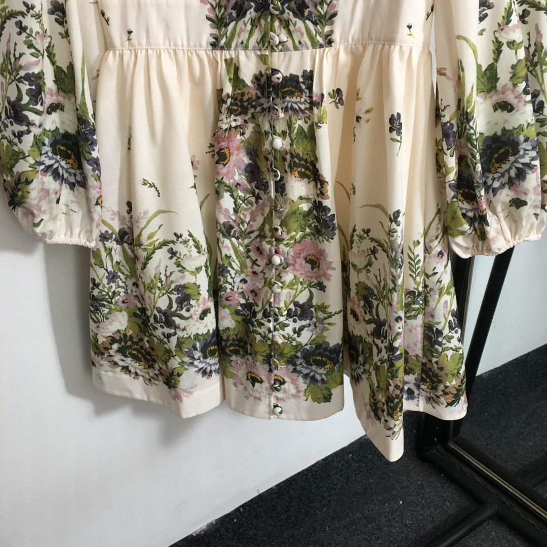 ZIMMERM*Flower print V-neck waist dress