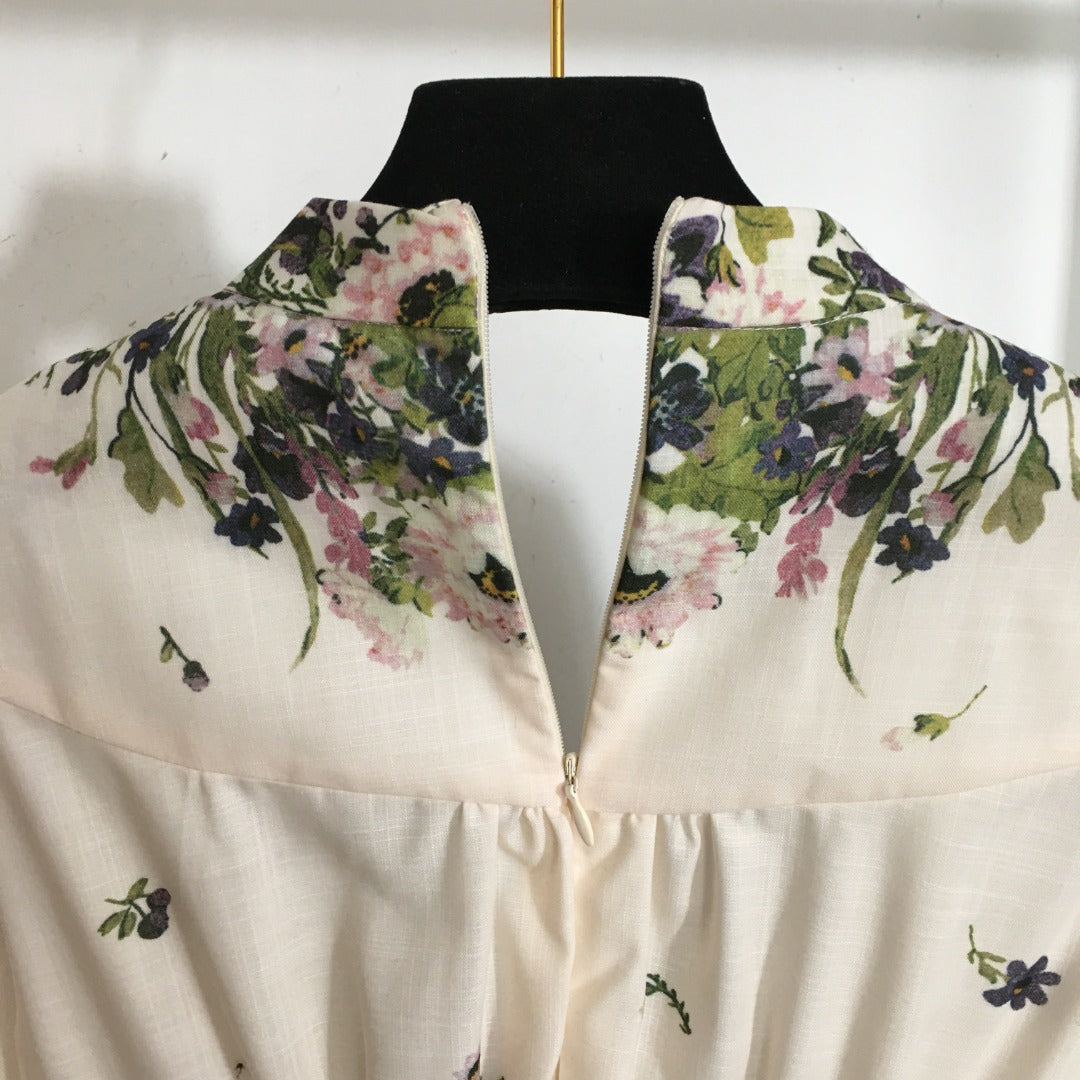 ZIMMERM*Flower print V-neck waist dress